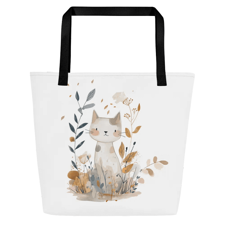 Cute Cat and Foliage Tote Bag product image (2)