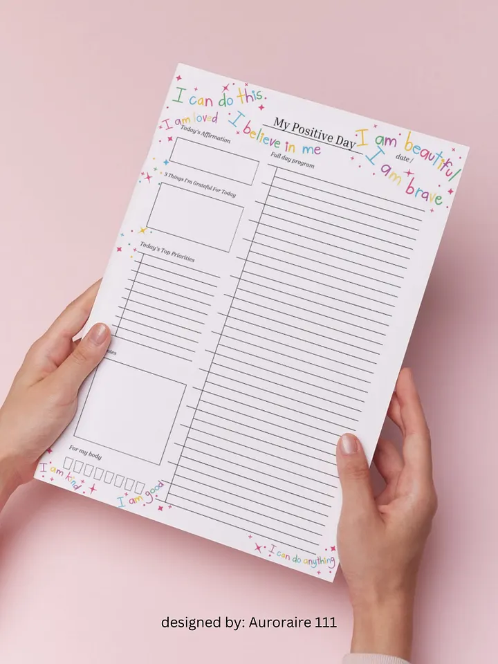 My Positive Day - Printable Daily Planner | Digital Planner Page Download | Multiple Sizes Included product image (1)