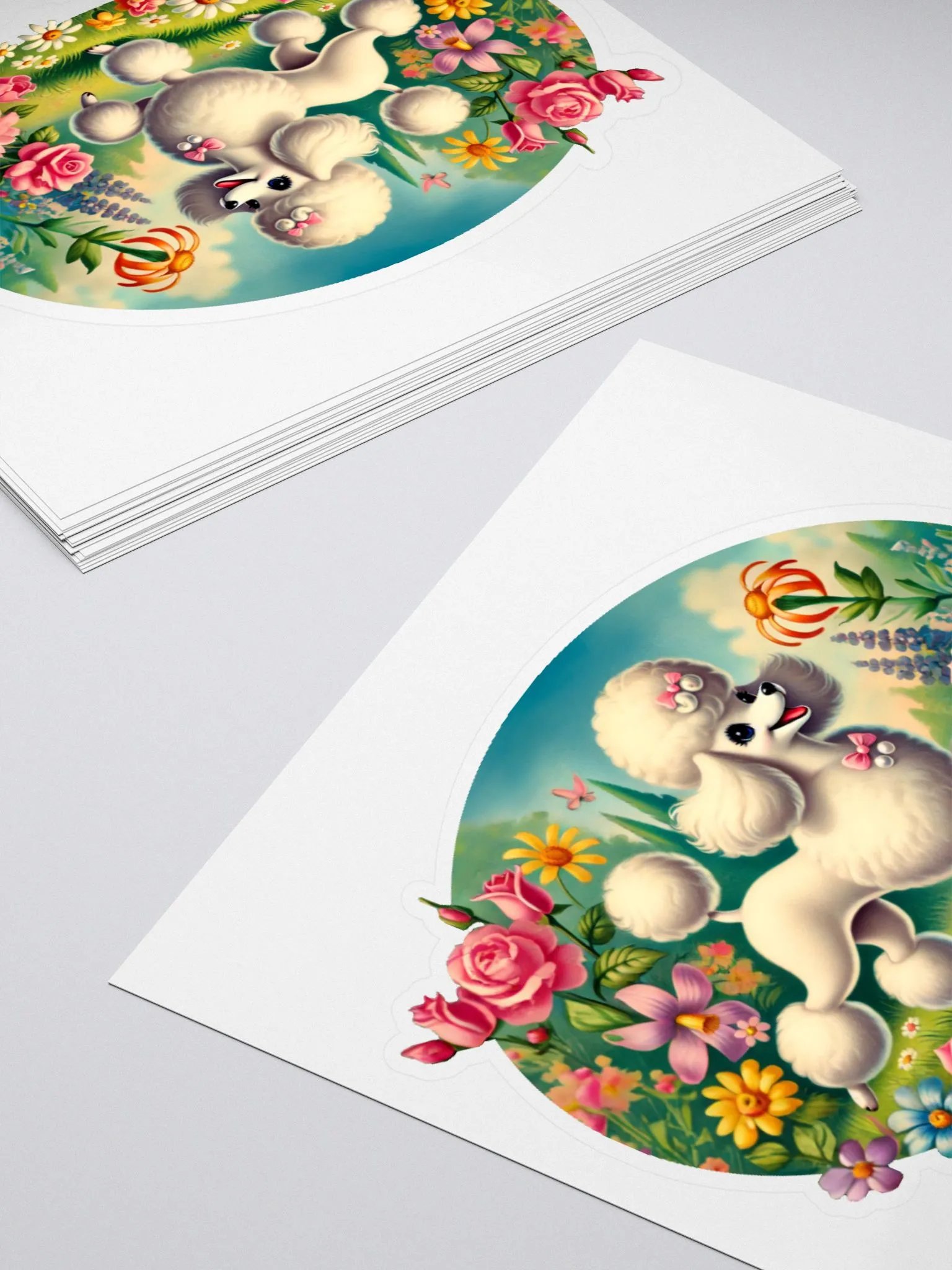 Whimsical Poodle in Flower Garden Stickers product image (12)