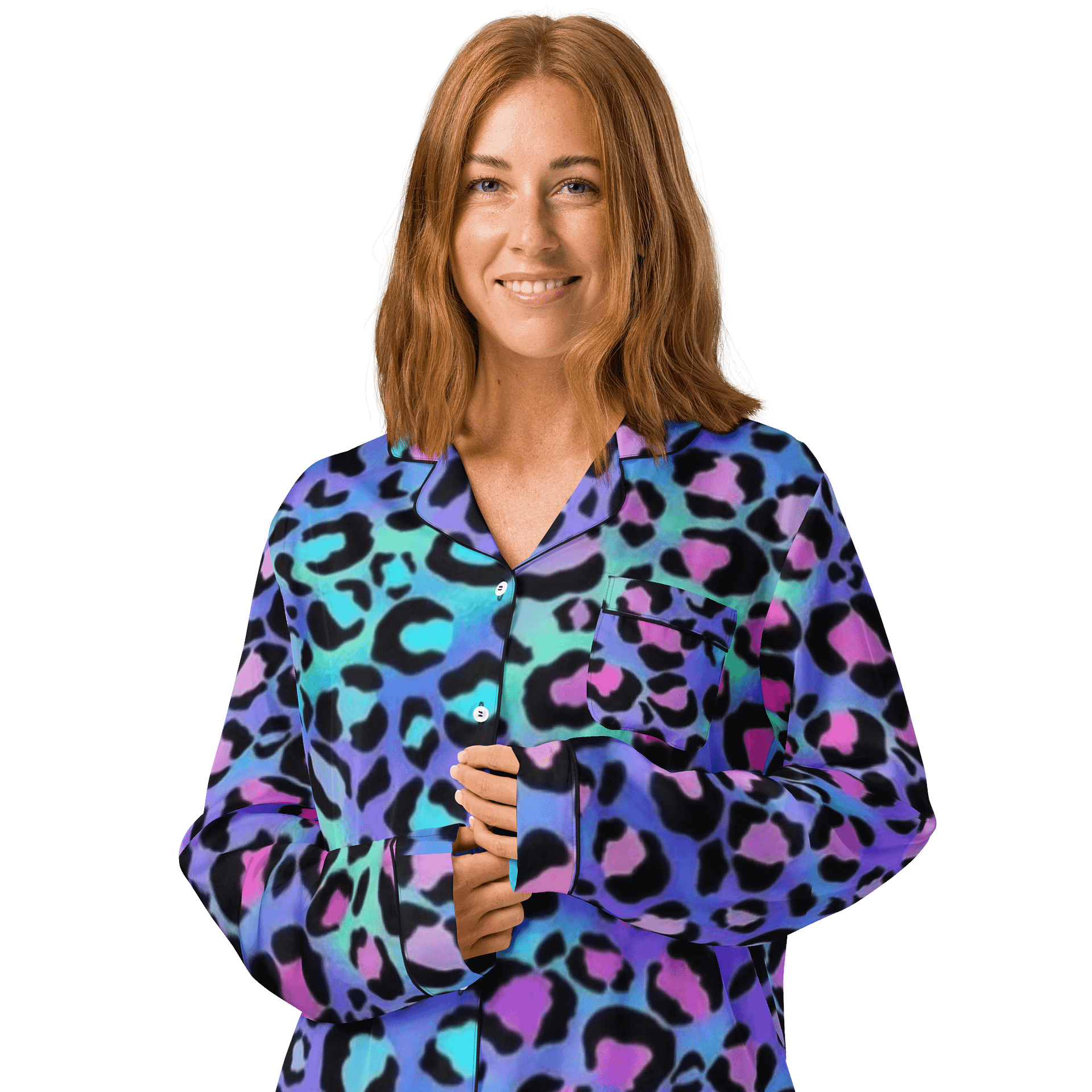 Leopard Neon Long-Sleeve Pajama Top — Wild Glow in Every Dream product image (3)