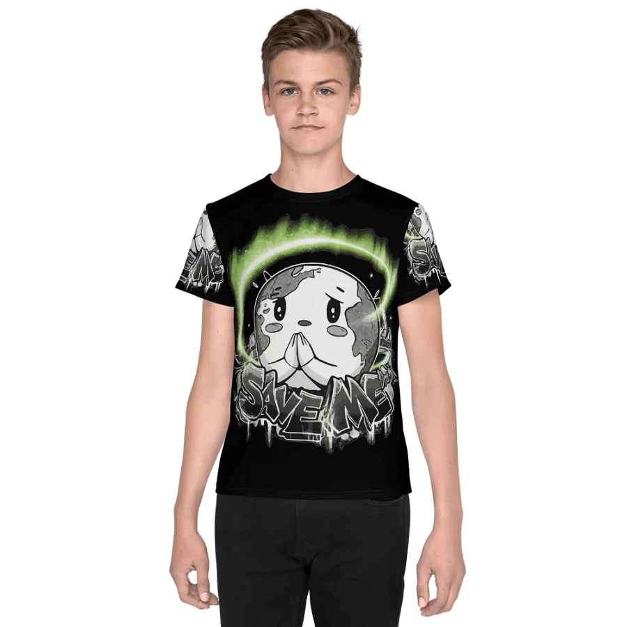 Save Me Youth Crew Neck T-Shirt | Eco-Friendly Style for Young Activists product image (3)