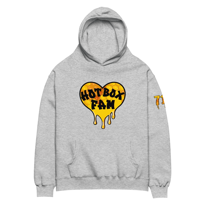 UNISEX HOT BOX FAM GOLD LOGO WITH JFLOW 710 EMOTE ON SLEEVE HOODIE product image (32)