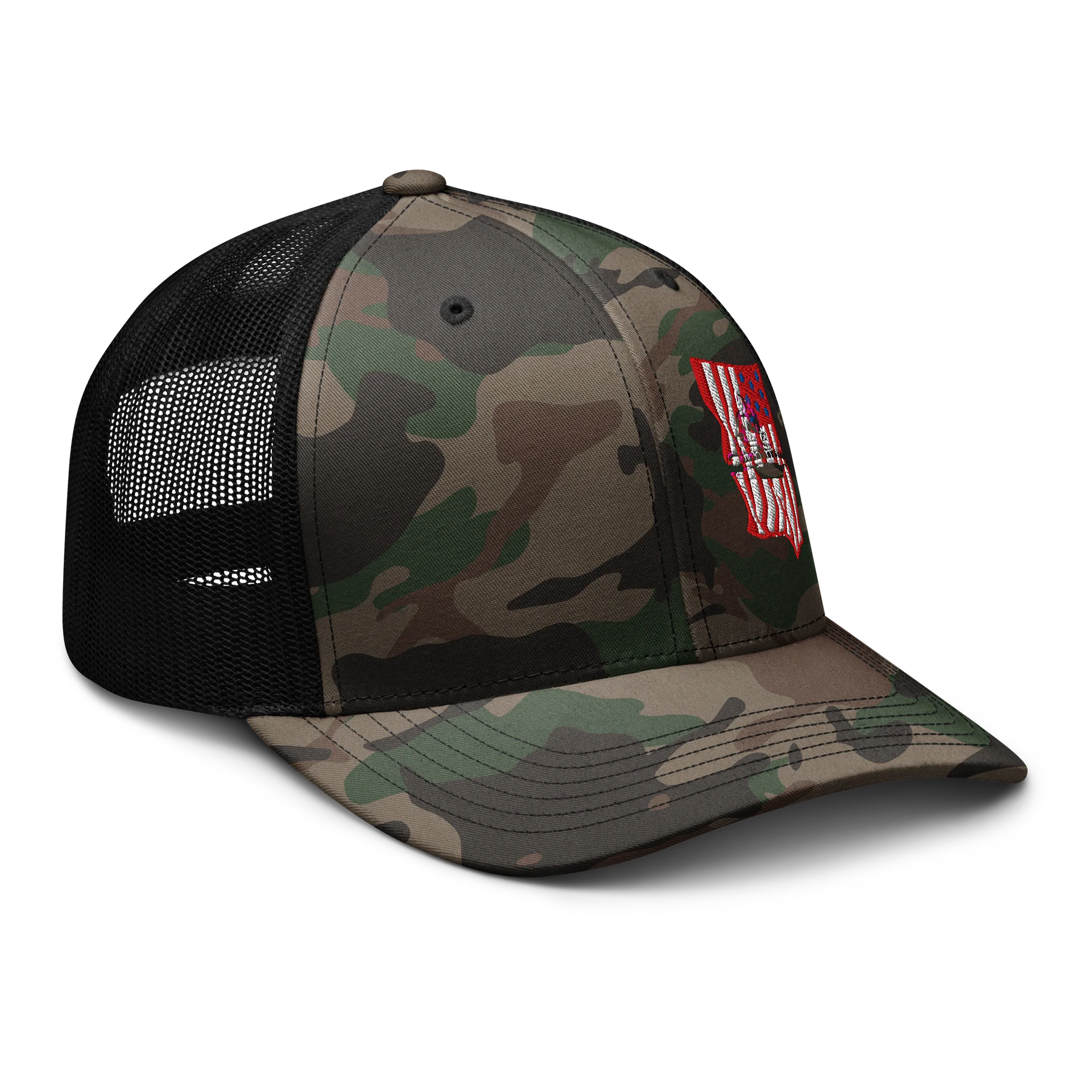 American Flag & tug cut out - Camo Trucker Hat product image (8)