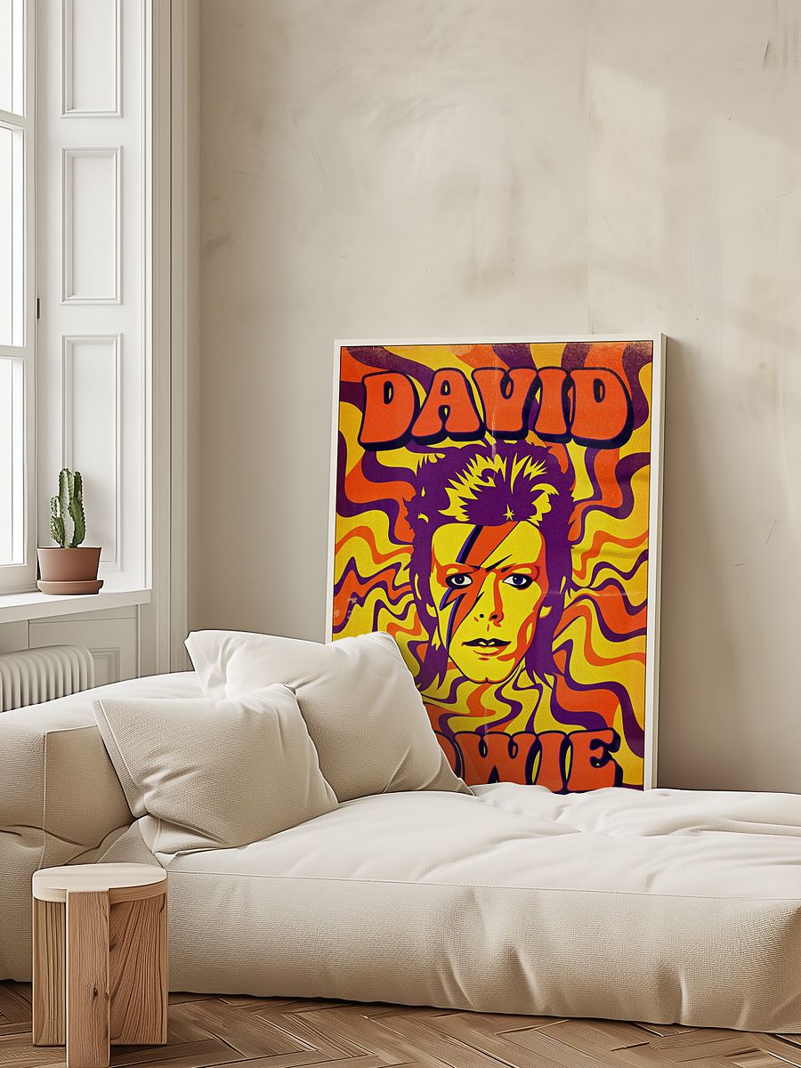 David Bowie Ziggy Stardust Poster - Psychedelic Aladdin Sane Print, Orange Yellow Purple Wall Art, Glam Rock Retro Music Decor product image (24)