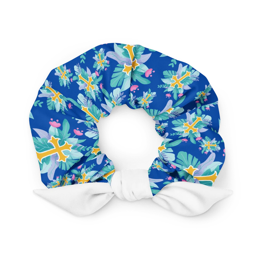 Blue Floral Cross Patterned Scrunchie product image (3)