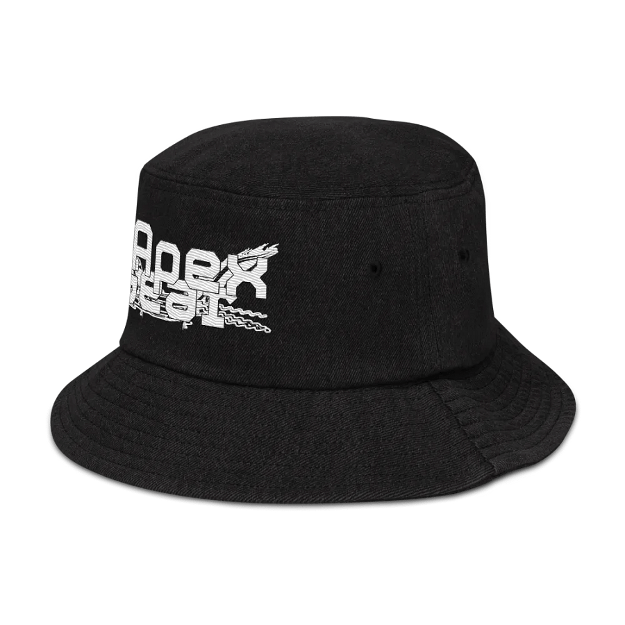 Denim Bucket Hat - Embroidered - White HApex Gear Black Logo product image (9)