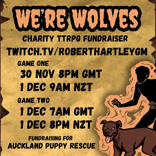 Exciting news! I am now running two games for aucklandpuppyrescue on the 1st Dec. The first game is with dnd_shorts, mendarii...