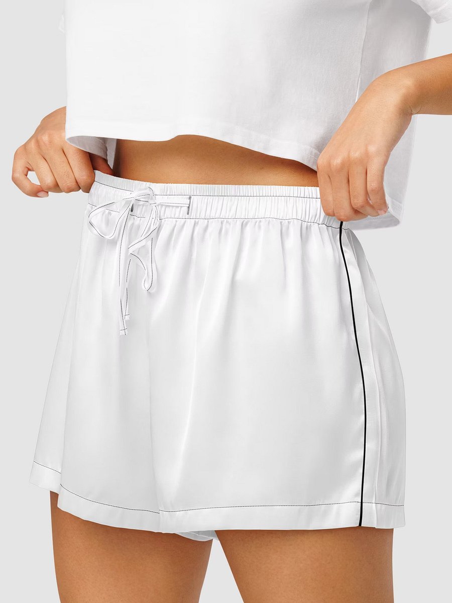 White Polka Dots on Red Women's Pajama Shorts product image (3)