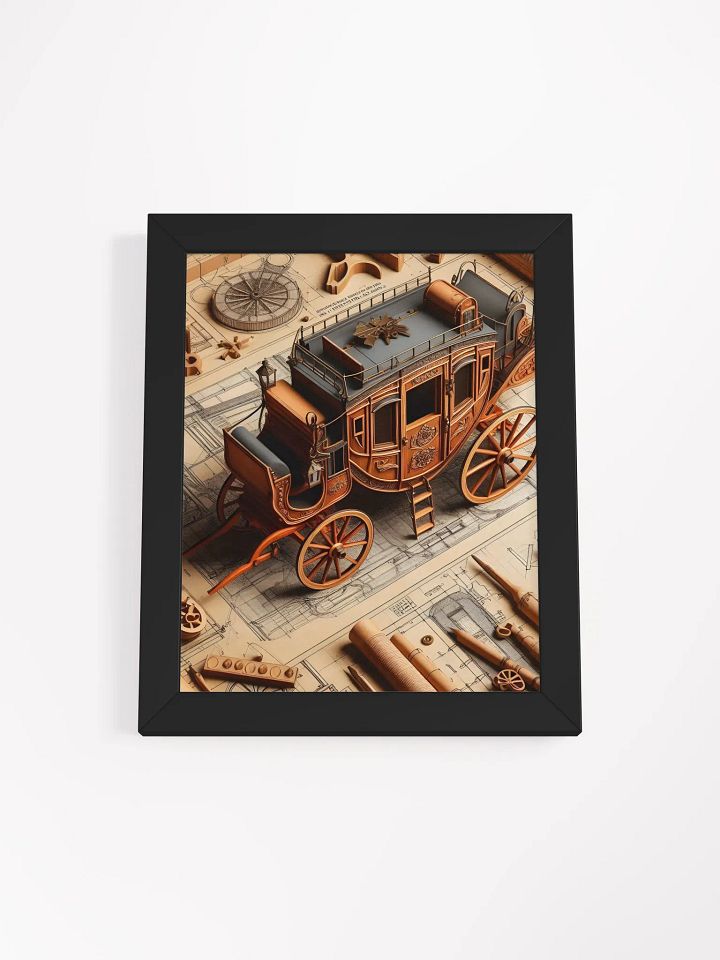"Stagecoach Surrounded by Blueprints" – Framed Wall Art product image (2)