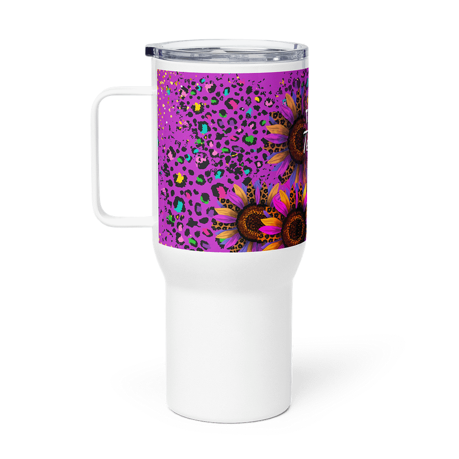 Sunflower leopard print Best Teacher Appreciation Travel Mug for all teachers product image (1)