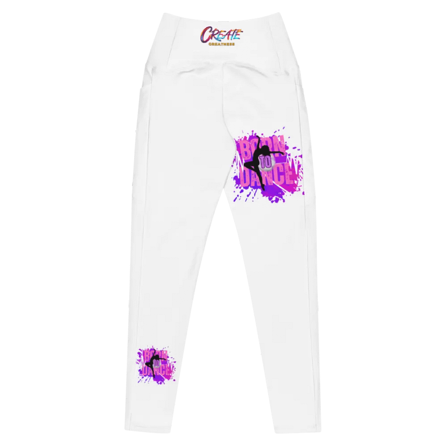 Born to Dance Her Silhouette White with prints Leggings product image (7)