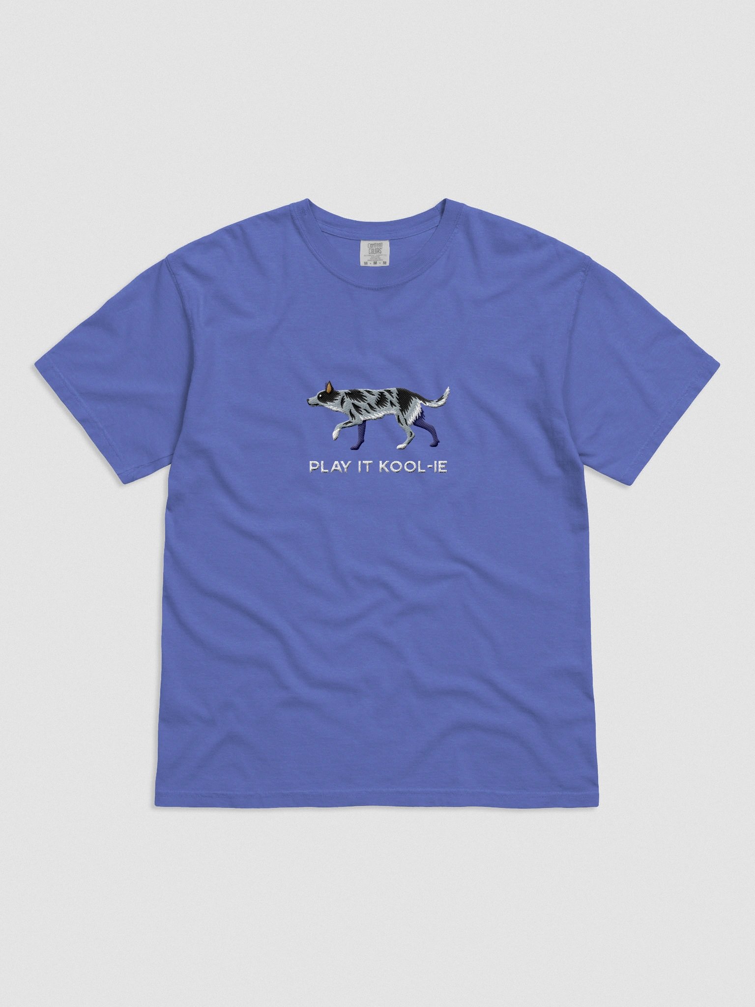 Play It Kool-ie T-Shirt(Embroidered) of an Australian Koolie(Blue Merle) product image (4)
