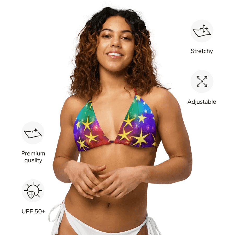 Shine Bright in Our Eco-Friendly Star Print String Bikini Top product image (3)