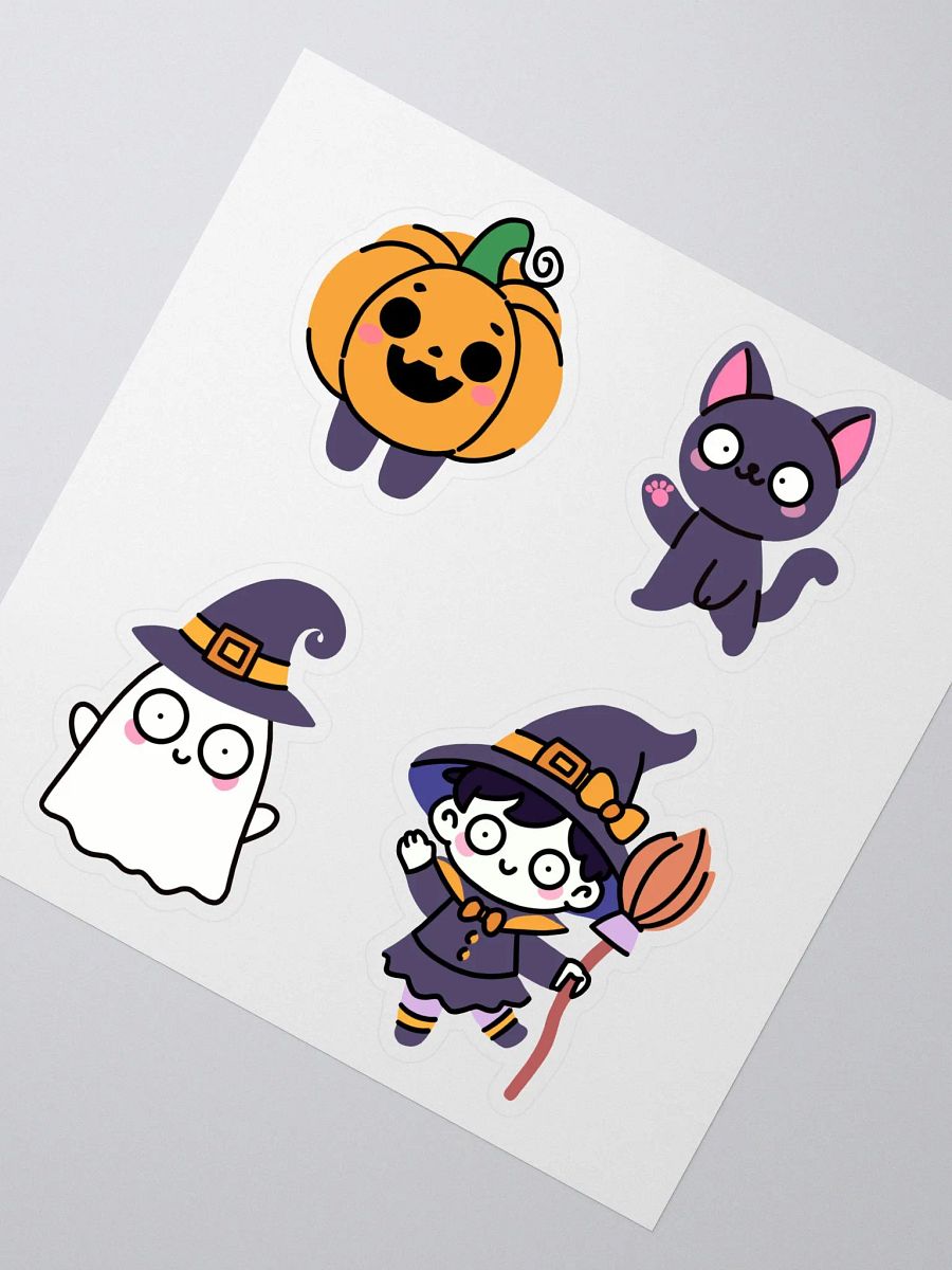 Spooky Cute Halloween Kiss Cut Stickers Set – Adorable Pumpkin, Black Cat, Ghost & Witch Characters product image (3)