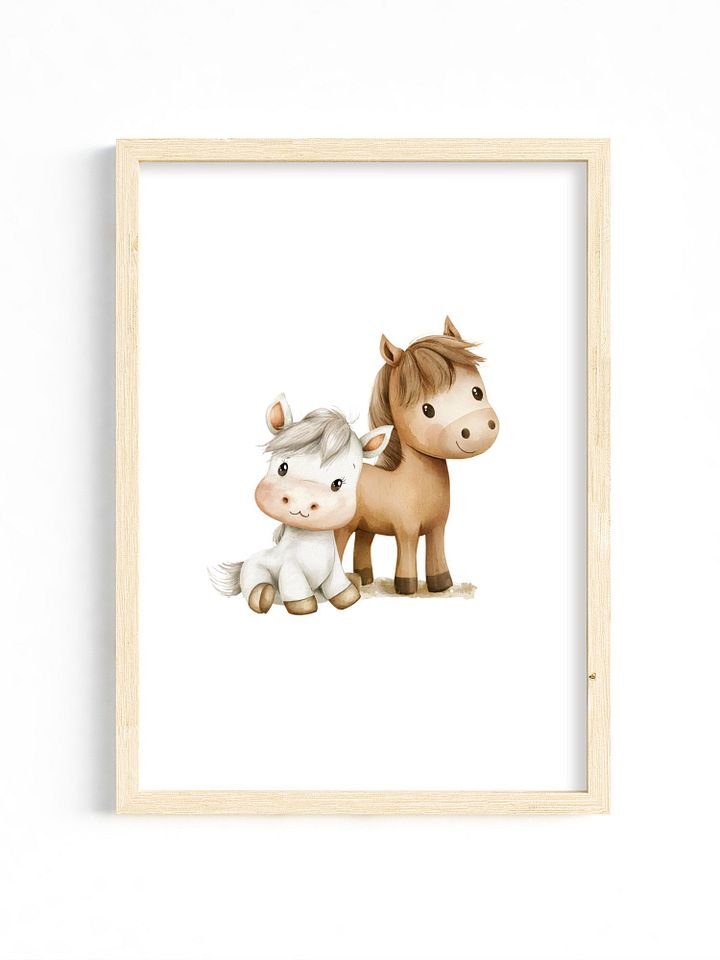 Watercolor Barnyard Horses Nursery Decor Print product image (1)