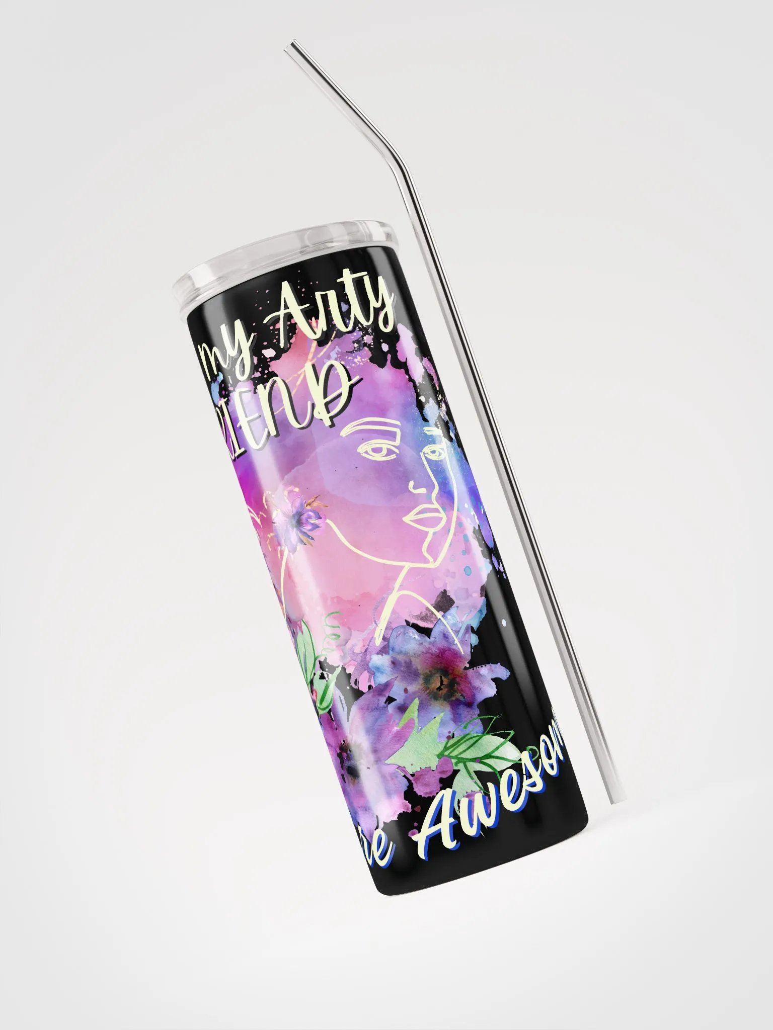 stainless steel tumbler colorful design for the artist. 'Love my Arty Friend'  Perfect gift for  colleague, friend who loves arty things product image (3)
