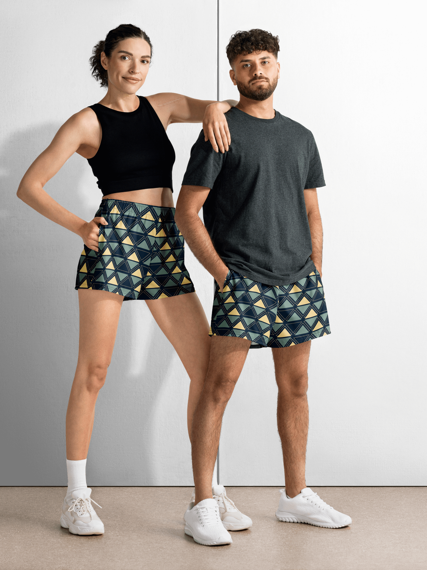 Triangulated Night Geometric All Over Print Athletic Shorts product image (1)