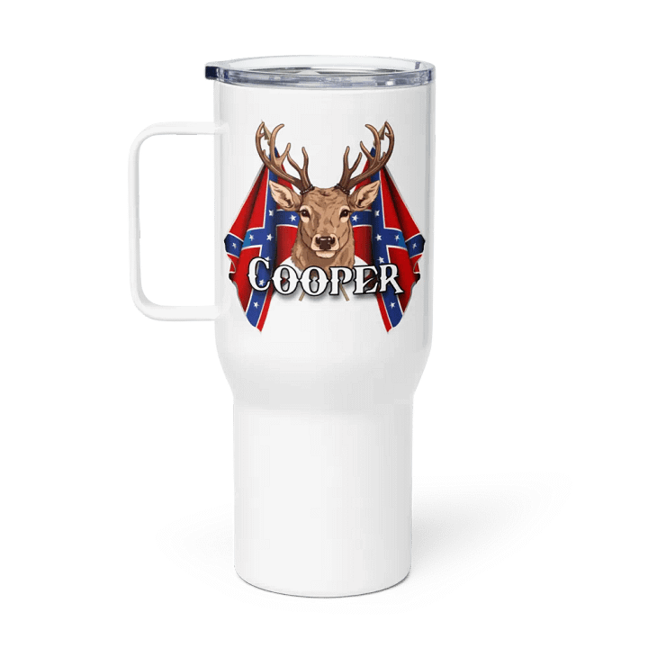 "Cooper" Rebel Redneck Deer - Travel Mug w/ Handle product image (1)