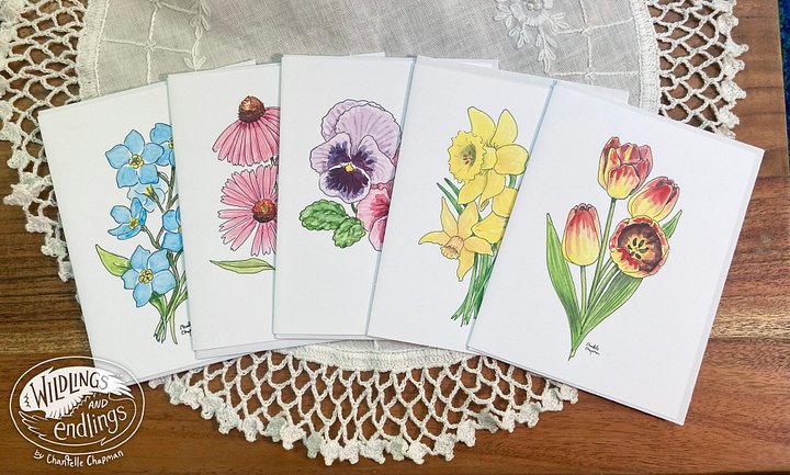 Flowers - Set of 5 A2 Notecards with Envelopes product image (1)