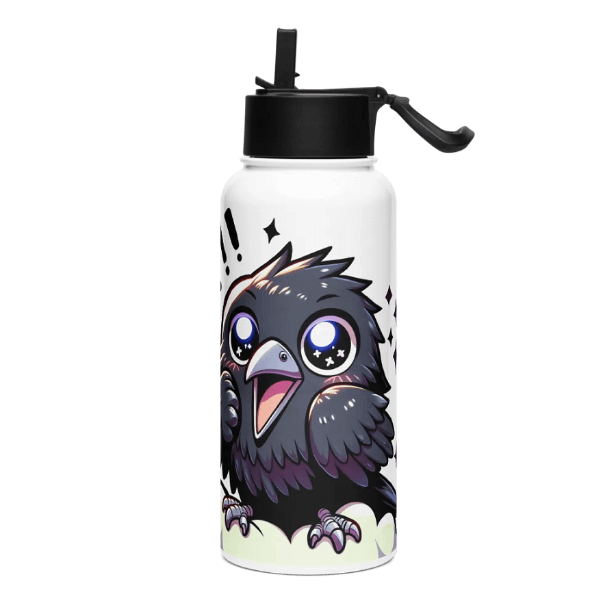 Edelstahl-Wasserflasche mit Strohhalmdeckel - Rabe product image (2)