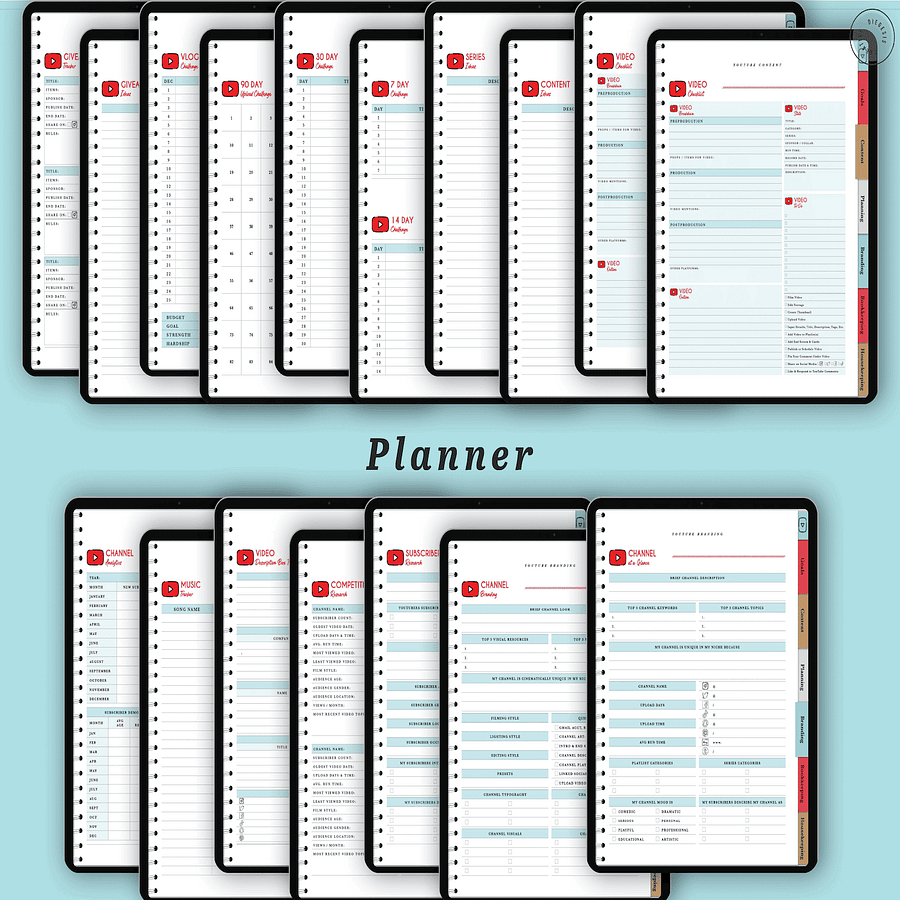 YouTube Digital Planner and Workbook Kit - Color product image (4)