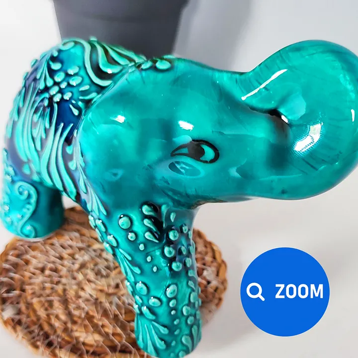 Ceramic turquoise elephant — handmade pottery, handmade ceramic, home decor, handmade gift, Turkish ceramic product image (2)