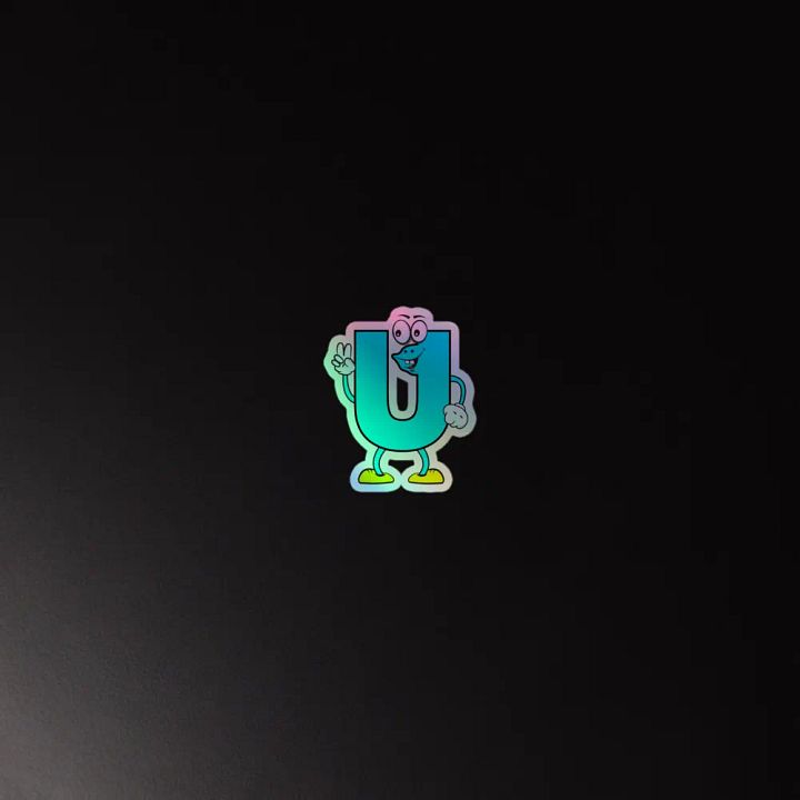 U Letter Cartoon Character Holographic Sticker product image (4)