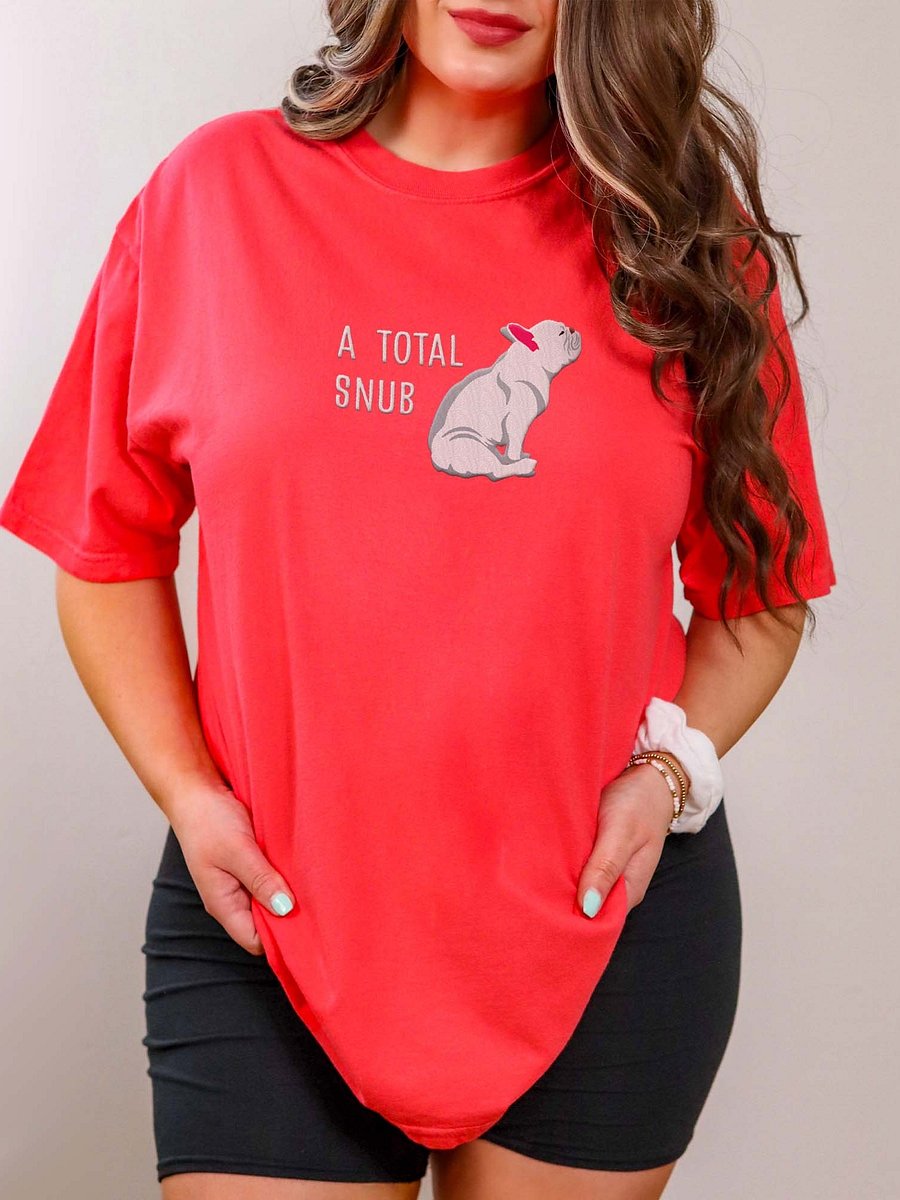 A Total Snub T-Shirt(Embroidered) of a French Bulldog(White) product image (2)