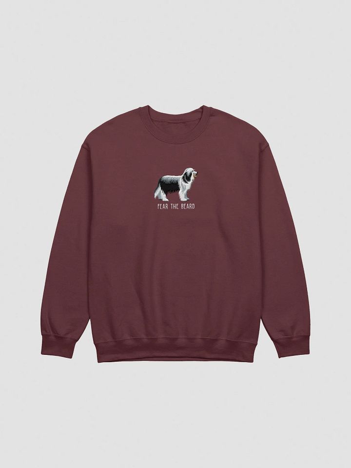 Fear the Beard Sweatshirt (Embroidered) of a Bearded Collie(Black & White) product image (7)