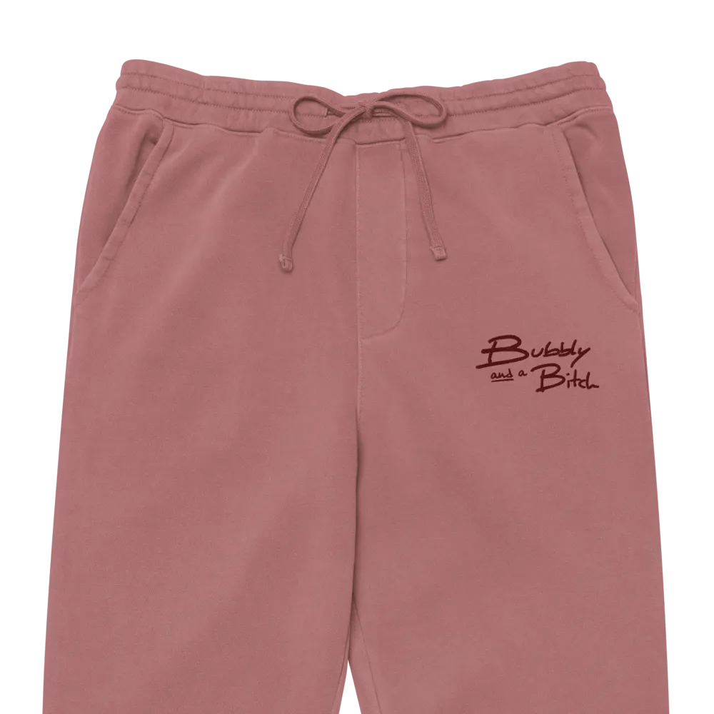 Bubbly and a B*tch (maroon thread) pigment dyed sweatpants product image (2)