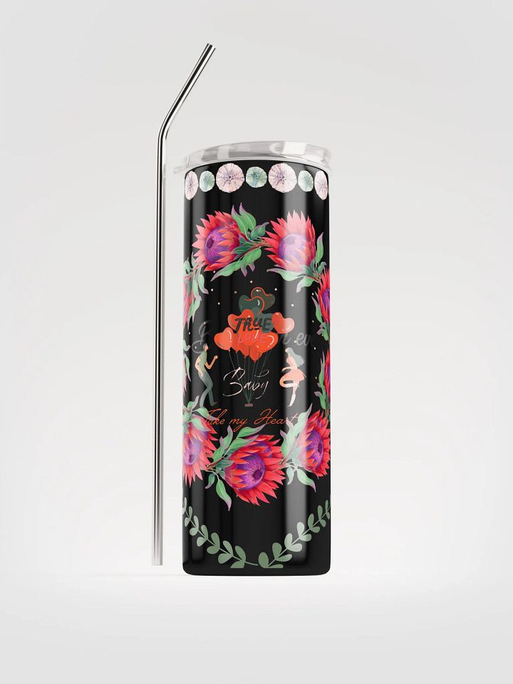 20 oz Stainless Steel Tumbler with reusable Straw, leak proof cup lid, True love Tumbler for women, mug, portable Bottled Water Bottle. product image (1)