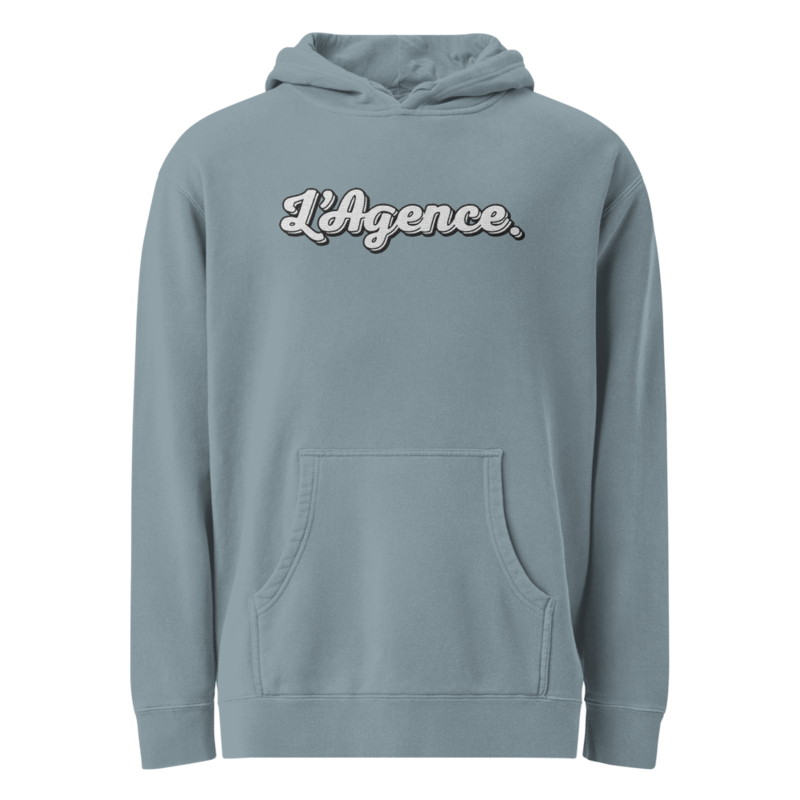 L'AGENCE EMBROIDERED HOODIE SLATE BLUE product image (1)