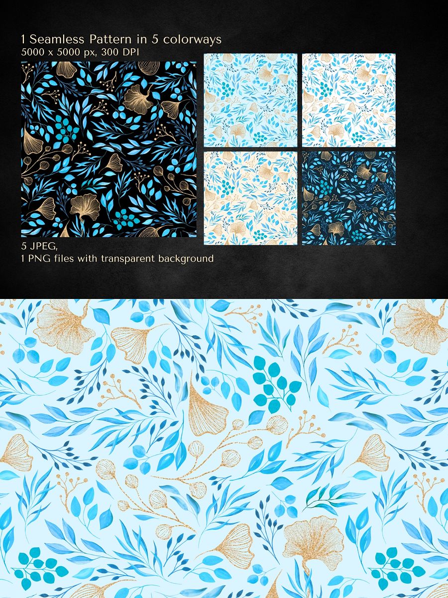 Blue & Gold Watercolor Bundle product image (3)