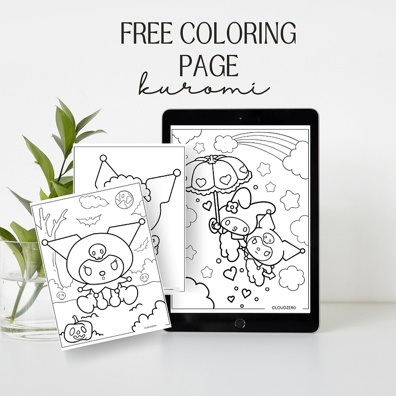 Free Kuromi coloring page 21 pages