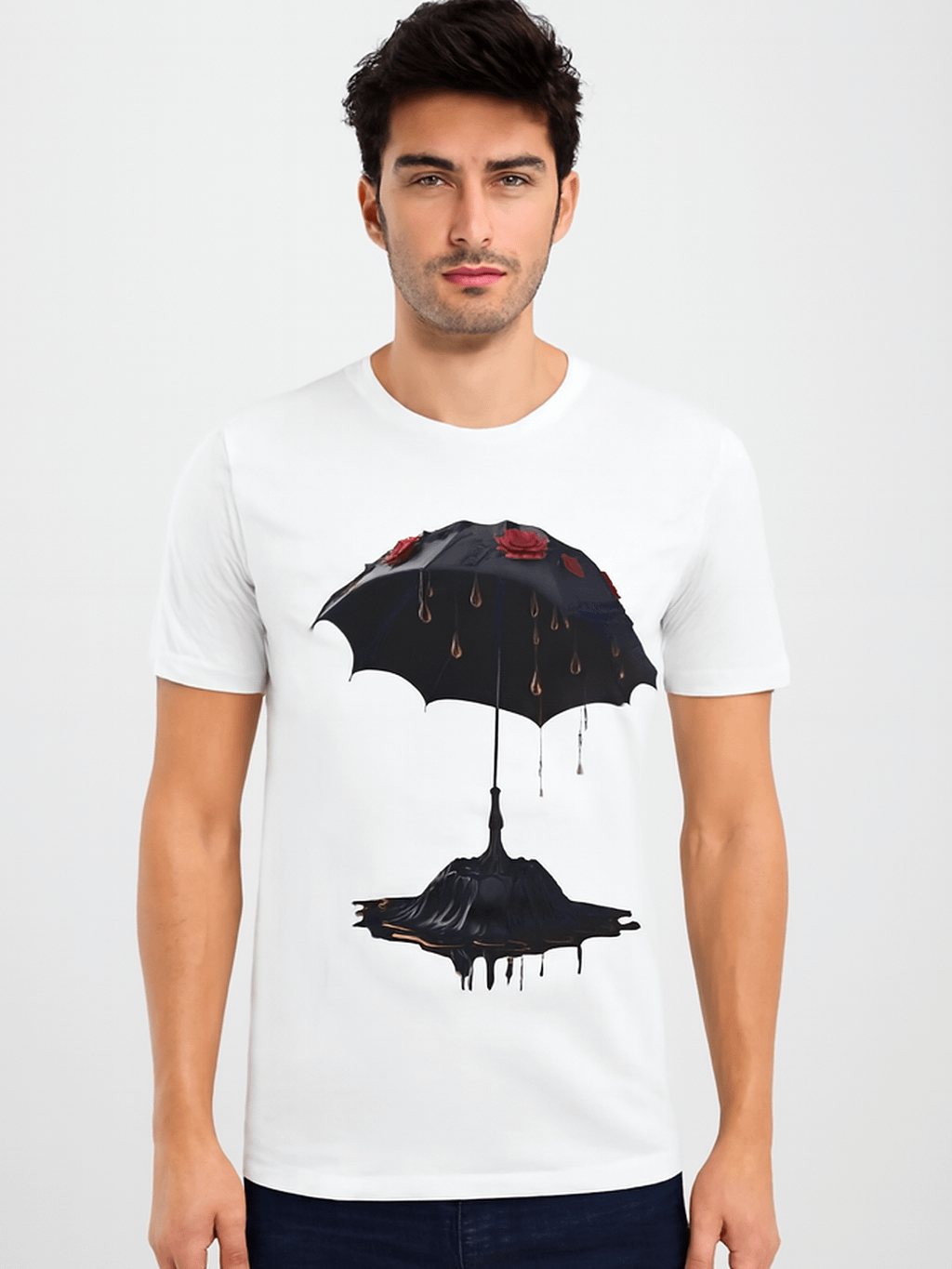 Roses and Gold Raindrops Umbrella T-Shirt product image (1)