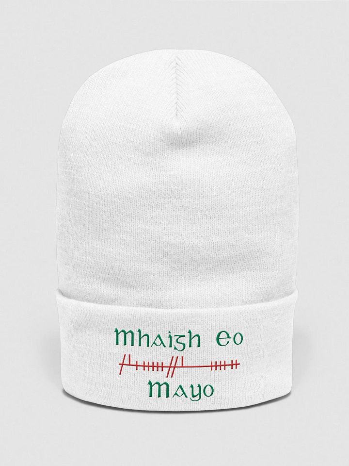 Mayo/Maigh Eo, Orthodox style Ogham, red and green, embroidered Cuffed Beanie product image (6)