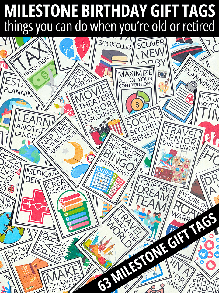 Milestone Birthday Gift Tags Things You Can Do When You're Old or Retired product image (1)