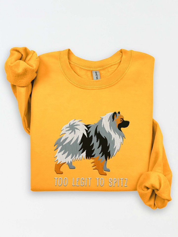 Too Legit to Spitz Sweatshirt (Embroidered) of a Keeshond(Brownish Gray) product image (1)