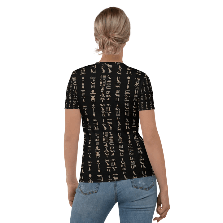 Isis Black Hieroglyphs Women's Crew Neck T-Shirt product image (2)