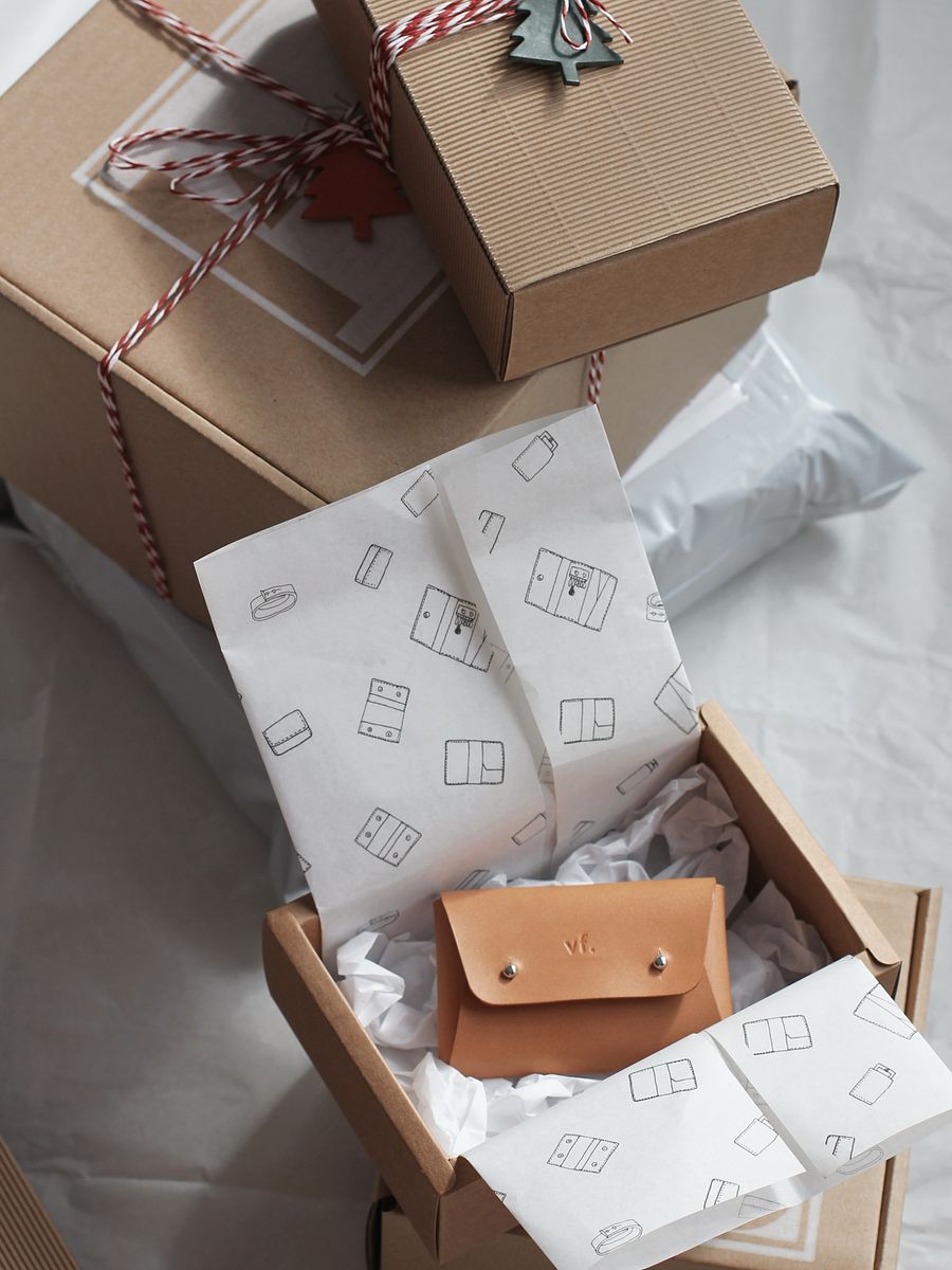 Christmas Gift Vegetable Tanned Leather Cardholder Gift Box Gift Wrapping product image (11)