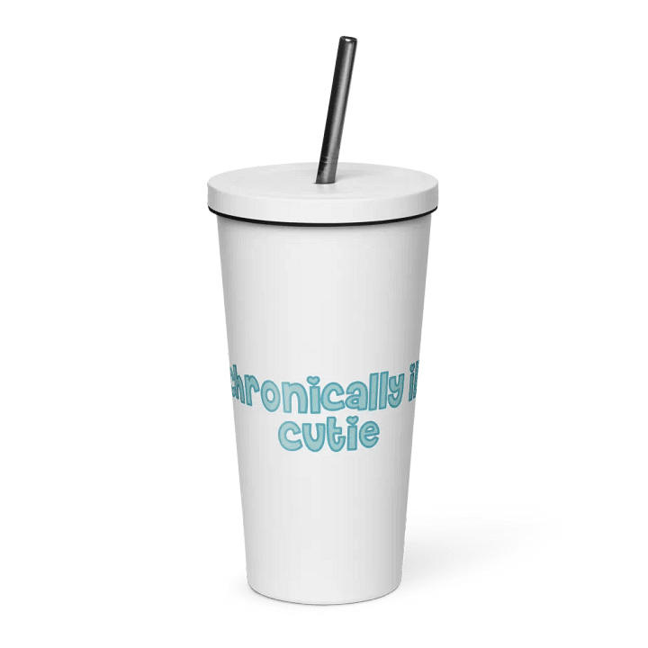 Chroncially Ill Cutie Tumbler with Straw - White & Blue product image (1)