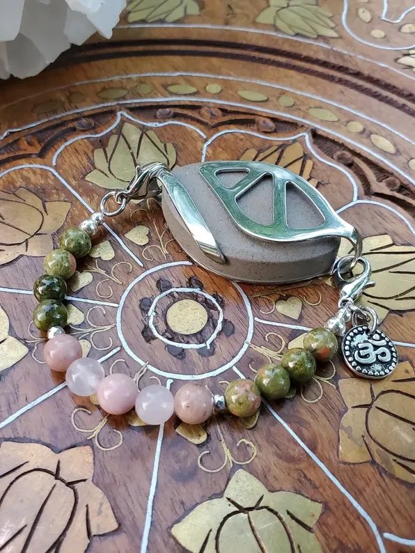 Emotional Balance Bracelet | Unakite, Rose Quartz & Rhodonite | Handmade Accessory for Bellabeat Leaf Urban & Ivy product image (2)