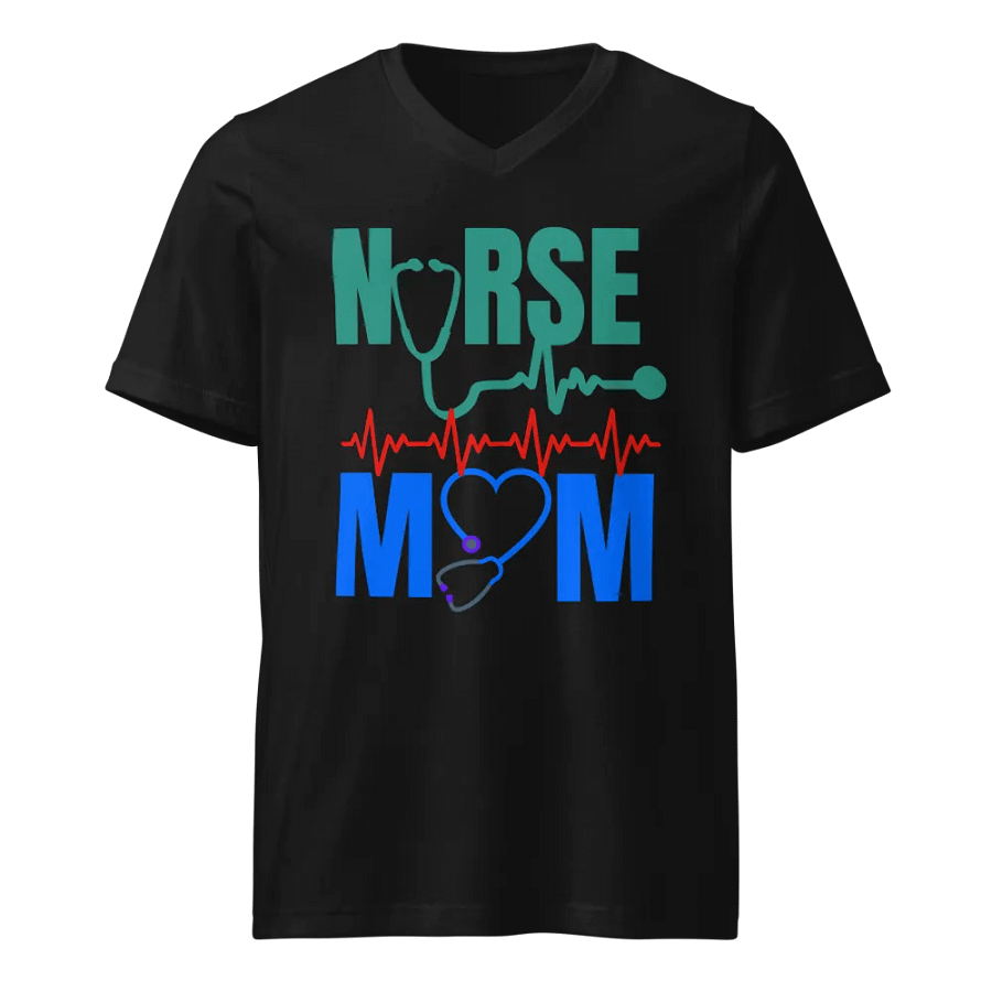 Nurse Mom Heartbeat V-Neck Tee product image (1)