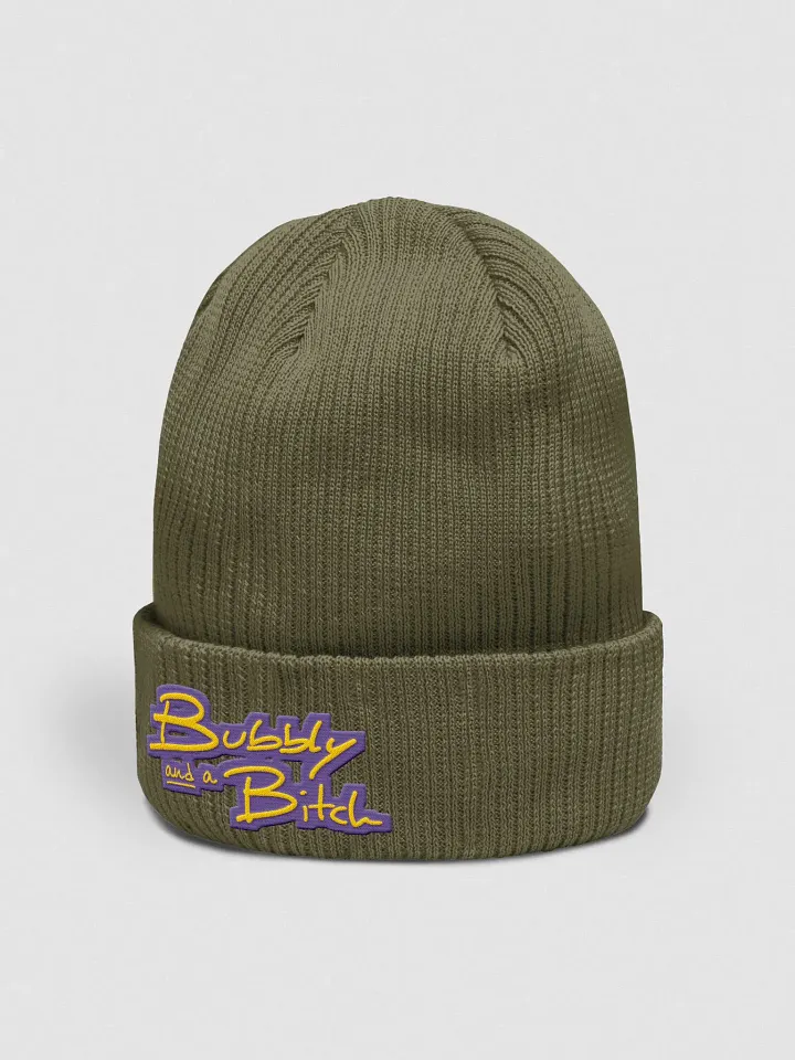 Bubbly and a B*tch (tulip design) embroidered organic beanie product image (7)