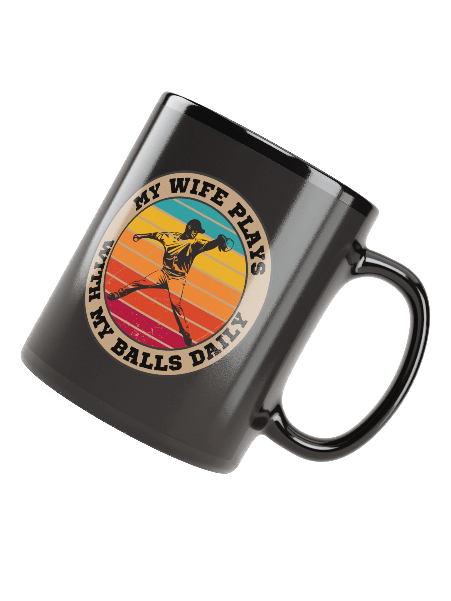 Baseball "My Wife Plays With My Balls Daily" Mug – Funny Sports Graphic Mug | Retro Humor Mug product image (3)