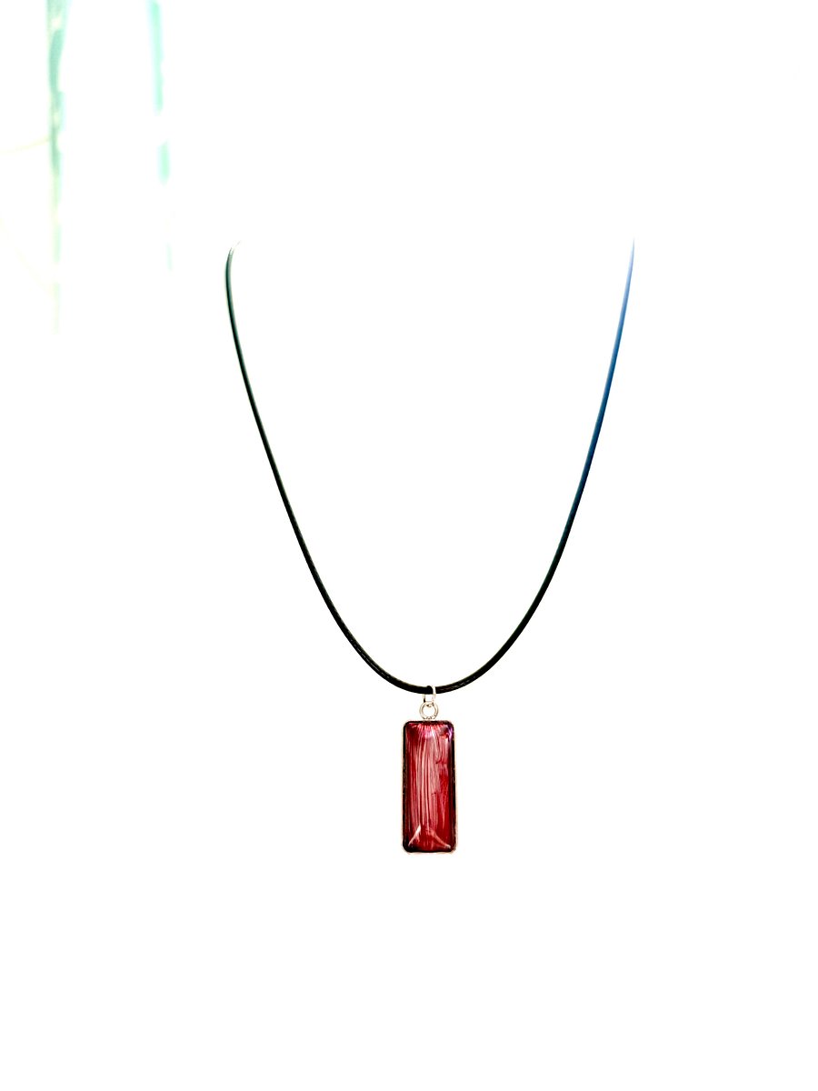 Electric Tide Pendant Necklace | Cranberry Bog Red | Rectangle Cabochon | Monique Faella Designs™ | MFD-00160 product image (3)