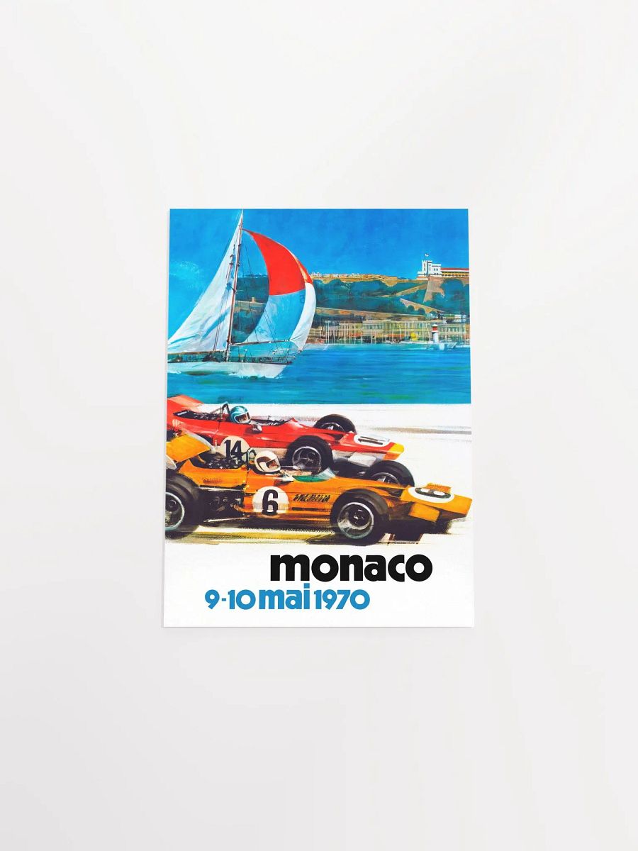 Monaco Vintage F1 Grand Prix, 1970 poster — Vintage Formula 1 poster, Monaco Grand Prix poster, retro travel poster, retro travel art product image (10)