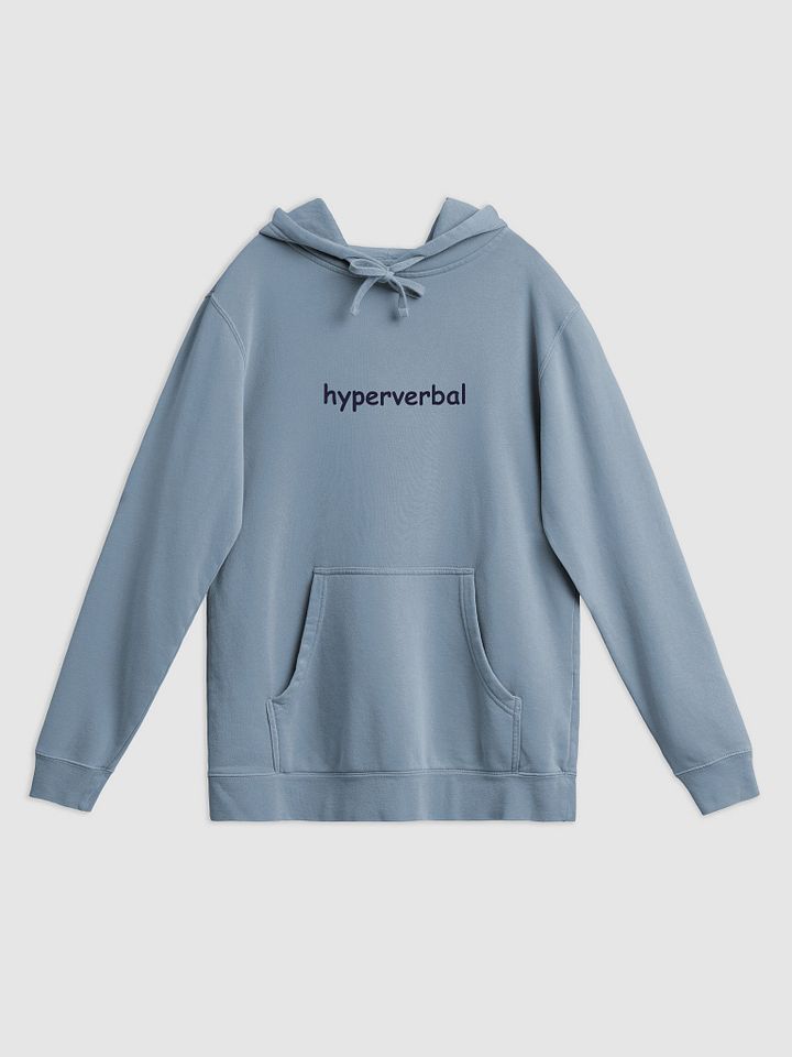 hyperverbal (comic sans, #1D1A32) printed pigment dyed hoodie product image (1)