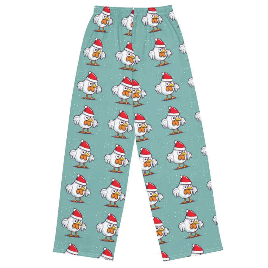 Santa Chickens All-Over Print Wide-Leg Pants product image (2)