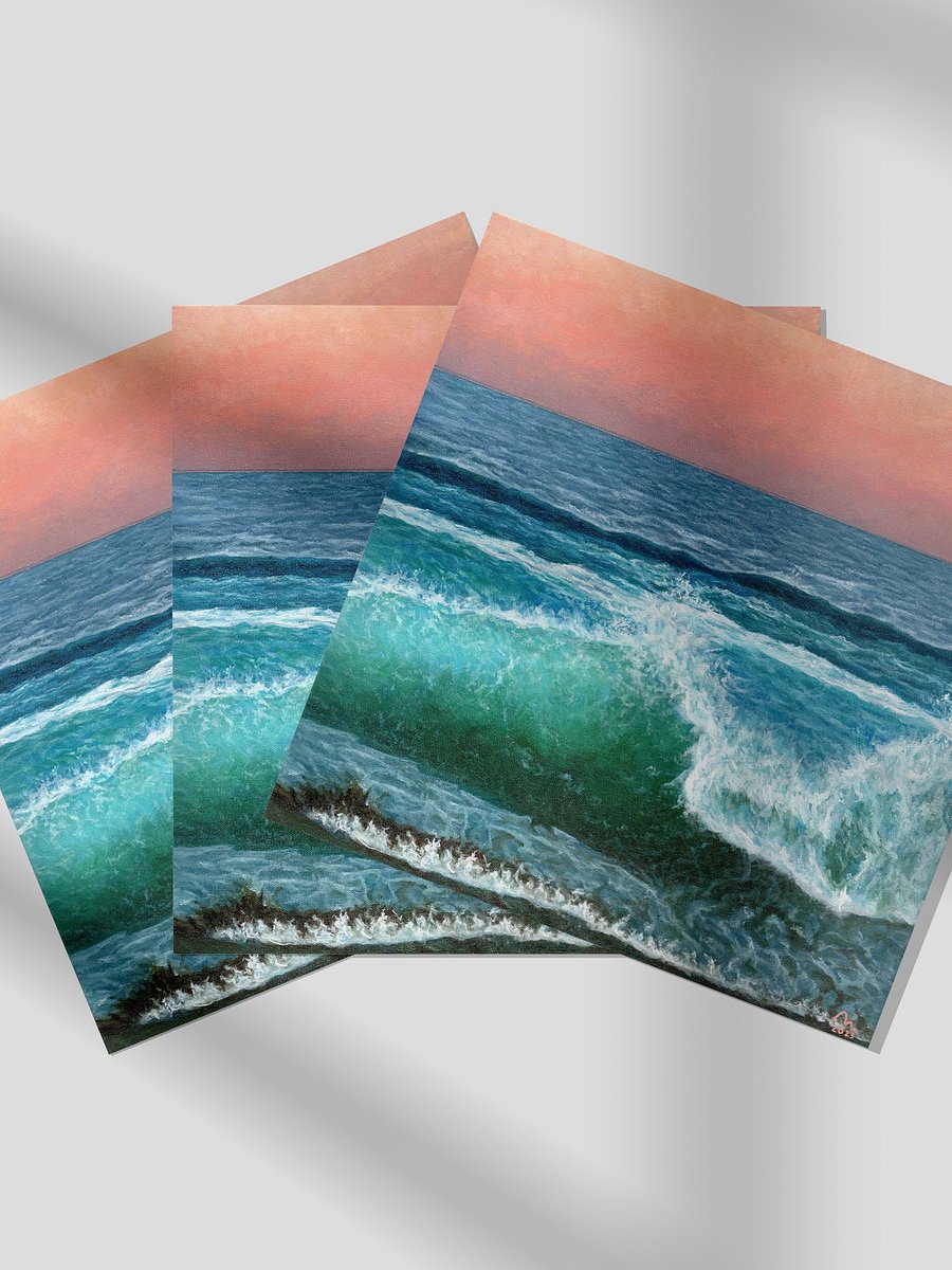 Crashing Waves, Coral Sunset Art Print product image (7)
